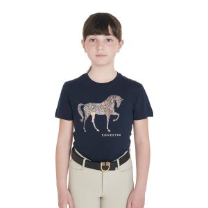 Equestro Girls T-shirt with Horse Floral Silhouette