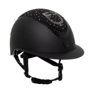 Equestro Matt Helmet with Wide Visor & Rhinestone Logo